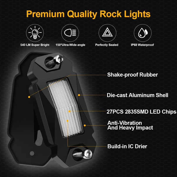 Bright White LED Rock Lights 16PCS - RBD Industries -